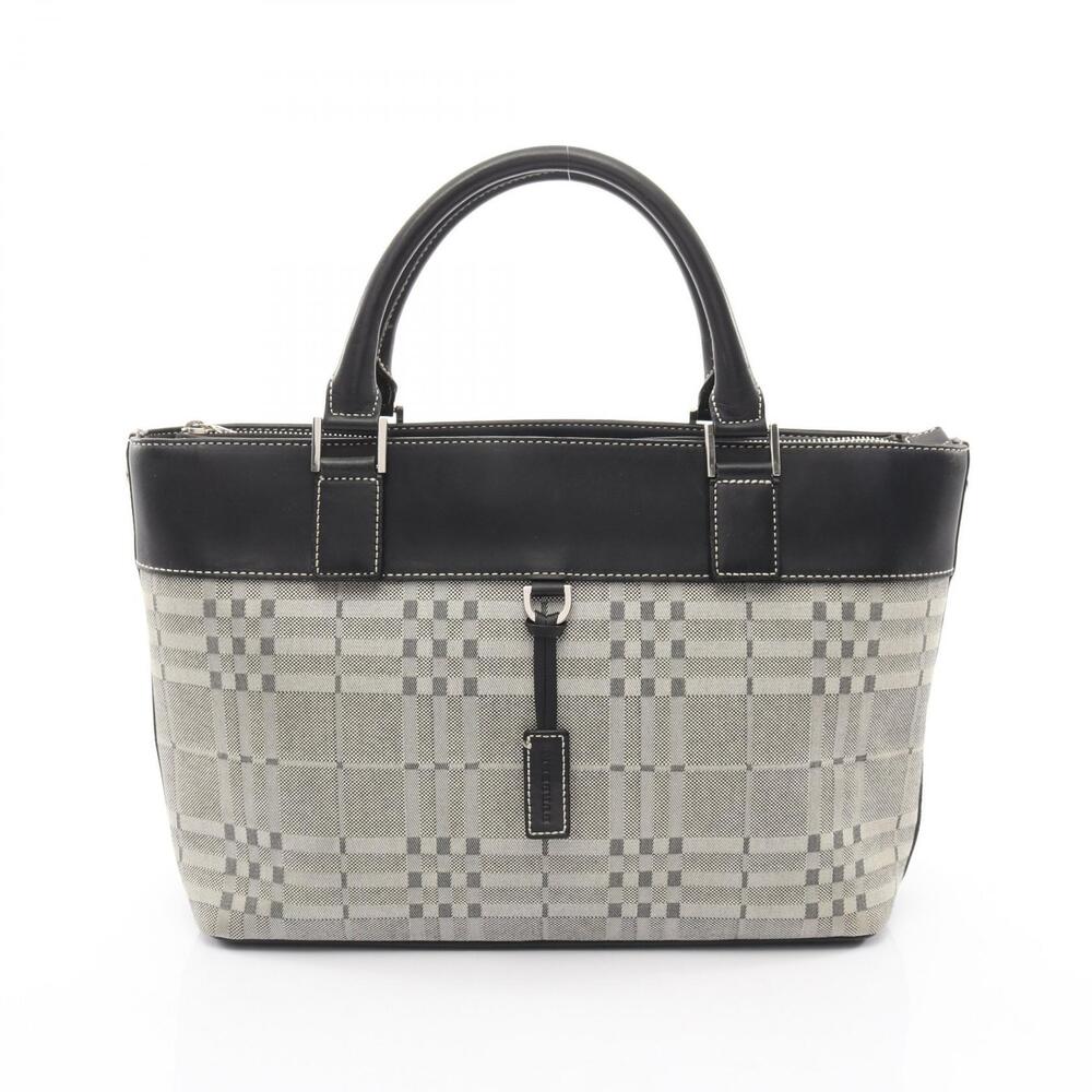 Burberry handbag canvas leather Ivory White black